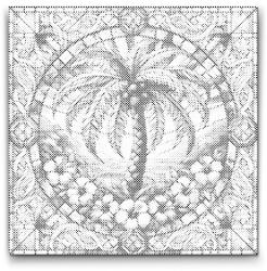  PontPöttyöző - Pálmafa ólomüvegből Méret: 50x50cm, Keretezés: Kerek keret, Szín: Fekete