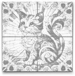  PontPöttyöző - Macska ólomüvegből Méret: 50x50cm, Keretezés: Keret nélkül (csak a vászon), Szín: Piros