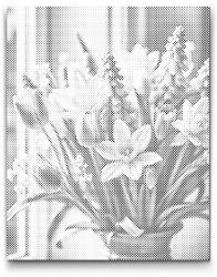 PontPöttyöző - Tavaszi csokor Méret: 30x40cm, Keretezés: Kartonlemezen, Szín: Kék