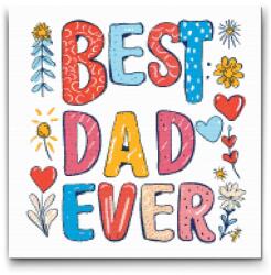  Gyémántszemes kirakó - Legjobb apa Méret: 50x50cm, Keretezés: Keret nélkül (csak a vászon), Gyémántok: Négyzet alakú