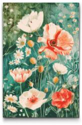  Gyémántszemes kirakó - Tavaszi virágok Méret: 40x60cm, Keretezés: Keret nélkül (csak a vászon), Gyémántok: Kerek