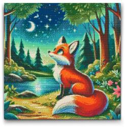  Gyémántszemes kirakó - Csillagos éjszaka az erdőben Méret: 50x50cm, Keretezés: Keret nélkül (csak a vászon), Gyémántok: Négyzet alakú