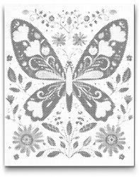 PontPöttyöző - Északi népművészet - Pillangó Méret: 40x50cm, Keretezés: Kartonlemezen, Szín: Fekete