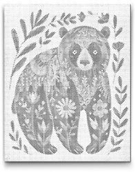 PontPöttyöző - Északi népművészet - Medve Méret: 30x40cm, Keretezés: Keret nélkül (csak a vászon), Szín: Fekete