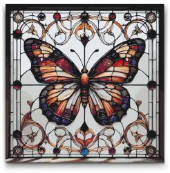  Festés számok szerint - Pillangó ólomüvegből Méret: 50x50cm, Keretezés: Keret nélkül (csak a vászon)