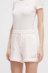 EA7 Emporio Armani rövidnadrág női, rózsaszín, nyomott mintás, magas derekú - rózsaszín L