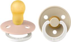 BIBS - Set 2 suzete fosforescente Colour Glow Latex, tetina rotunda, 18 luni +-Blush/Vanilla