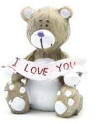  Maci figura ülő 5x4cm fehér felirattal I love you (DP037)