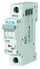 Eaton Kismegszakító 1P 16A D-jelleg 230V AC 10kA/60898 PL7-D16/1 EATON - 262716