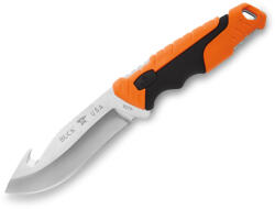 Buck Knives SUA Cutit de vanatoare Buck 657 Pursuit Large Guthook 0657ORG-B, lama 11.4 cm, otel 420HC, maner cauciuc portocaliu, teaca inclusa (0657ORG-B)