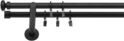 RENA GALERIE METAL NEGRU MAT DUBLĂ 19 MM SIGMA : Lățime galerii (cm) - 140 (REN-KAR-CMT-SIG-PDW-140) Suport draperie