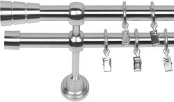 RENA GALERIE METAL CROM LUCIOS DUBLĂ 19 MM CILINDRU : Lățime galerii (cm) - 160 (REN-KAR-EST-WAL-PDW-160) Suport draperie