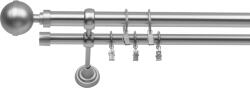 RENA Galerie dublă metalică diametru 25 crom mat Bilă LUX : Lățime galerii (cm) - 180 (REN-K25-CHT-LUX-PDW-180) Suport draperie