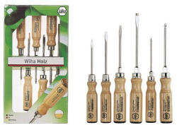 Wiha Set surubelnite drepte si cruce PH Wiha, maner din lemn, crom-vanadiu, 6 piese (HOBH 5161254) Surubelnita