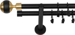 RENA GALERIE METAL NEGRU MAT DUBLĂ 19 MM BILĂ MIX : Lățime galerii (cm) - 180 (REN-KAR-CMT-MIX-PDW-180) Suport draperie