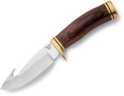 Buck Knives SUA Cutit de vanatoare Buck 0191BRG-B Zipper, lama 10.5 cm cu guthook, maner lemn nuc si alama, teaca din piele (0191BRG-B)
