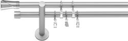 RENA GALERIE METAL CROM MAT DUBLĂ 19 MM DUNCAN : Lățime galerii (cm) - 240 (REN-NOW-CHT-DUN-PDW-240) Suport draperie