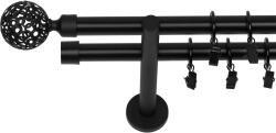 RENA GALERIE METAL NEGRU MAT DUBLĂ 19 MM MOON : Lățime galerii (cm) - 240 (REN-KAR-CMT-KAZ-PDW-240) Suport draperie