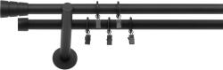 RENA GALERIE METAL NEGRU MAT DUBLĂ 19 MM CILINDRU BASIC : Lățime galerii (cm) - 320 (REN-KAR-CMT-WAL-PDW-320) Suport draperie