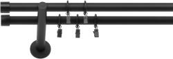 RENA GALERIE METAL NEGRU MAT DUBLĂ 19 MM LUNA : Lățime galerii (cm) - 220 (REN-KAR-CMT-LUN-PDW-220) Suport draperie