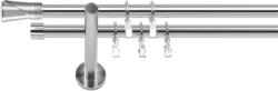 RENA GALERIE METAL CROM LUCIOS DUBLĂ 19 MM DUNCAN : Lățime galerii (cm) - 320 (REN-NOW-EST-DUN-PDW-320) Suport draperie