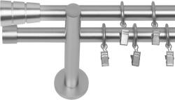 RENA GALERIE METAL CROM MAT DUBLĂ 19 MM CILINDRU : Lățime galerii (cm) - 400 (REN-NOW-CHT-WAL-PDW-400) Suport draperie