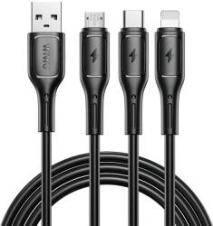 WIWU - Starlink Sorozat Adatkábel Wi-045E 3in1 USB A - USB C, Micro USB, Lightning 3, 1A 1m - fekete