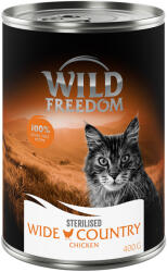 Wild Freedom 6x400g Wild Freedom Adult Sterilised Wide Country - csirke pur nedves macskatáp 5+1 ingyen