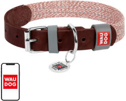 Kutyanyakörv természetes bőrből és újrahasznosított anyagból, QR kóddal Waudog méret L, szélesség 25 mm, barna (58936)