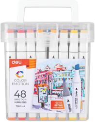 Deli Color Emotion 48 darabos kétvégű alkoholos sketch marker készlet (DEL70801-48) (DEL70801-48)