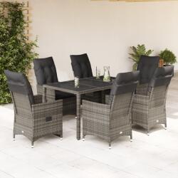vidaXL 7 részes szürke polyrattan kerti étkezőgarnitúra párnával (3276740) - vidaxl