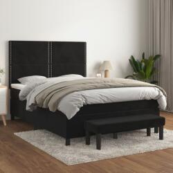 vidaXL fekete bársony rugós ágy matraccal 140 x 190 cm (3137781)