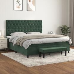 vidaXL sötétzöld bársony rugós ágy matraccal 160x200 cm (3138034)