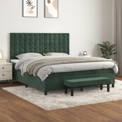 vidaXL sötétzöld bársony rugós ágy matraccal 160x200 cm (3138094)