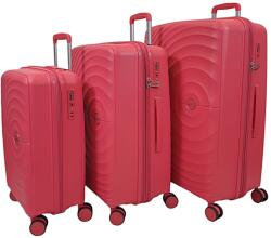 Touareg négykerekű kör bordás, pink polipropilén bőrönd szett-TG8002-3db