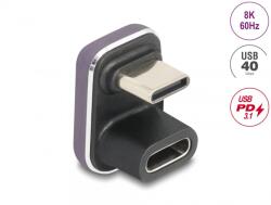Delock Adaptor USB type C 8K60Hz/40Gbps/240W U shaped/unghi 180 grade, Delock 60737 (60737)