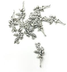  Gyöngy alkarész fém medál tündér strasszal díszíthető 26mm ezüst 10db/csomag (367314)
