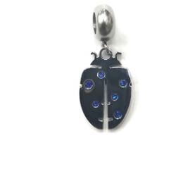  Gyöngy alkatrész charm kék pettyes katica 18mm ezüst 1db