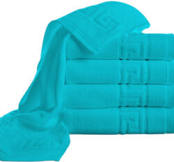 Ralex Pucioasa Pachet 5 prosoape baie 50x90 cm Bumbac 100%, Greek Border 500 grame/mp, Turcoaz Prosop