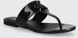 Calvin Klein Jeans flip-flop FLAT SANDAL SLIDE TOEPOST MG MET fekete, női, lapos talpú, YW0YW01342 - fekete Női 37