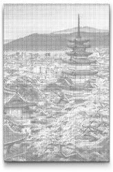  PontPöttyöző - Japán templom Méret: 40x60cm, Keretezés: Keret nélkül (csak a vászon), Szín: Piros