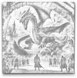  PontPöttyöző - Ember vs. sárkány Méret: 50x50cm, Keretezés: Keret nélkül (csak a vászon), Szín: Kék