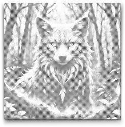  PontPöttyöző - Mágikus róka Méret: 50x50cm, Keretezés: Kerek keret, Szín: Piros