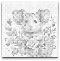  PontPöttyöző - Hörcsög virágokkal körülvéve Méret: 50x50cm, Keretezés: Keret nélkül (csak a vászon), Szín: Piros