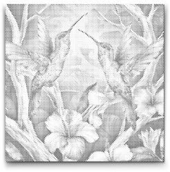  PontPöttyöző - Kolibrik a virágok között Méret: 50x50cm, Keretezés: Kerek keret, Szín: Piros