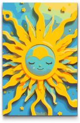  Festés számok szerint - Kékessárga nap Méret: 40x60cm, Keretezés: Keret nélkül (csak a vászon)