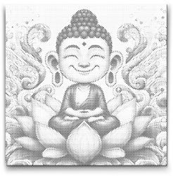 PontPöttyöző - Boldog Buddha Méret: 50x50cm, Keretezés: Kerek keret, Szín: Zöld