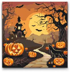  Festés számok szerint - Kísértetjárta ház teliholdkor Méret: 50x50cm, Keretezés: Műanyagtáblával