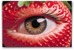  Gyémántszemes kirakó - Eperszem Méret: 40x60cm, Keretezés: Keret nélkül (csak a vászon), Gyémántok: Négyzet alakú