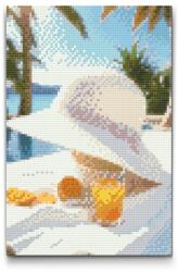 Gyémántszemes kirakó - Nyári kalap Méret: 40x60cm, Keretezés: Kartonlemezen, Gyémántok: Kerek